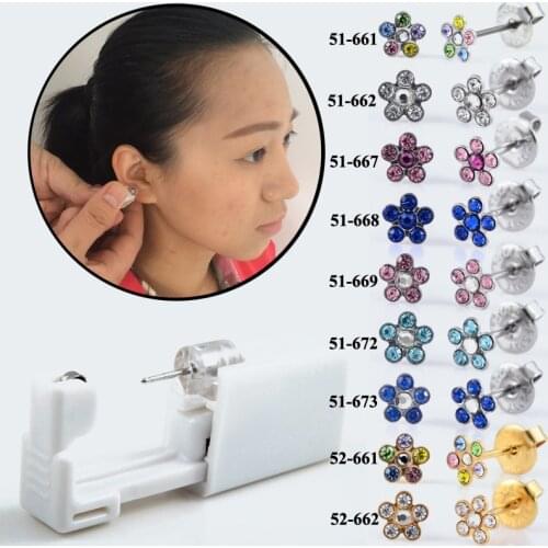 1pc Disposable Sterile Ear Piercing Unit Cartilage Tragus Helix Piercing Gun Tool Kit Build In Steel Stud Earring