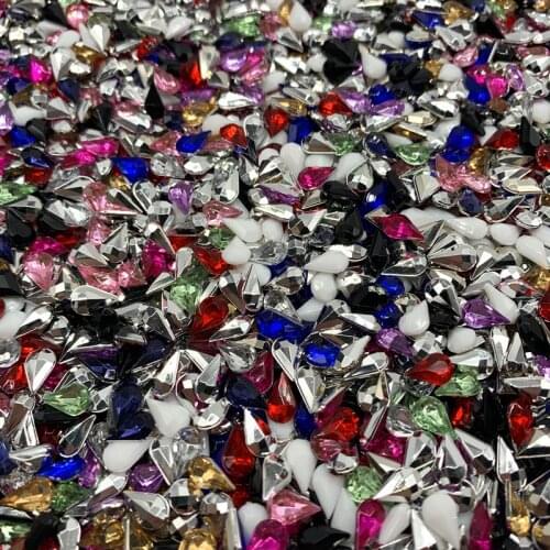 100pcs 8x5mm Fashion Multi Color Acrylic Nonporous Water Drop Shape Loose Beads DIY Bracelet Necklace Accessories