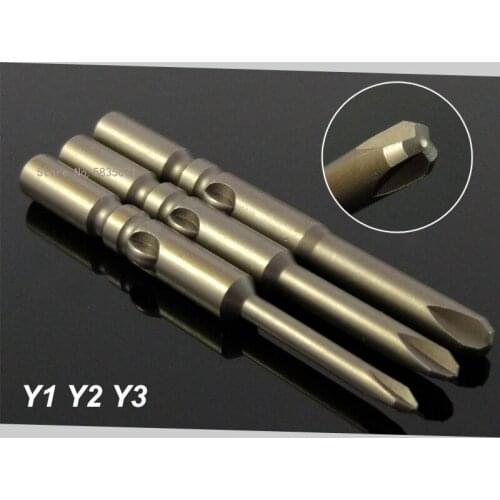 3Pcs 60MM Y-Type Screwdriver Drill Bits Magnetic Security Tamper Proof Screw Driver Bits 6mm Round Shank Hand Tools Kit 802, 6C