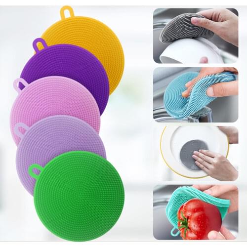 5PCS Silicone Dish Washing Sponge Magnic Scrubber Kitchen Cleaning Brush Dishwasher Sponges Household Brushes Kitchen Accessory