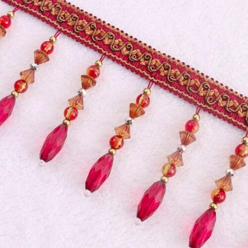 8 Colors Crystal Beaded Tassel Fringe Trim Sewing Craft Curtain DIY Decoration 6 Yards a Lot