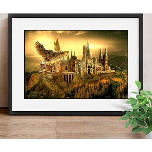 Diamond Mosaic Castle Resin Drill Crystal Diamond Painting Owl Full Drill Square Scenic Diamond Embroidery Cross Stitch