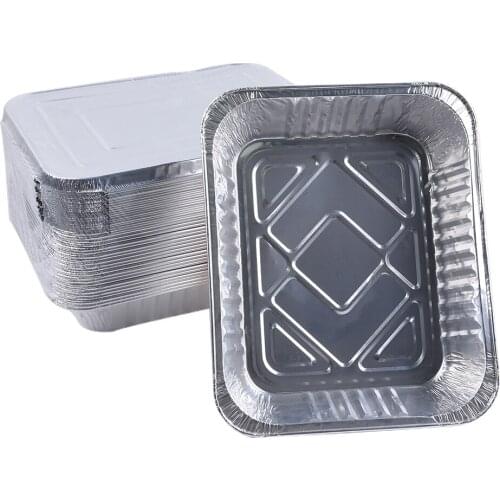 100pcs 700ML Aluminum Foil Containers With Lid For Restaurant Take-Out Packing Food