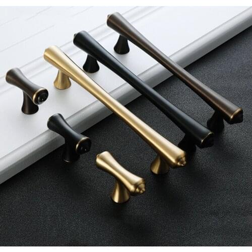 American Pure Copper Door Handle Brass Handle Modern Minimalist Black Gold Nordic Drawer Cabinet All Copper Handle