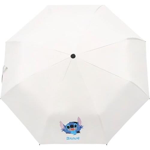 Disney Automatic Kids Umbrella White Black Three-fold Stitch Umbrella Womens Umbrella Mens Rain Umbrella Folding Big Sun