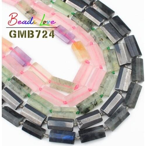 Natural Stone Rose Quartzs Labradorite Loose Spacer Beads for Jewelry Making Handmade Diy Bracelet Accessories 14x28MM 15 Inch