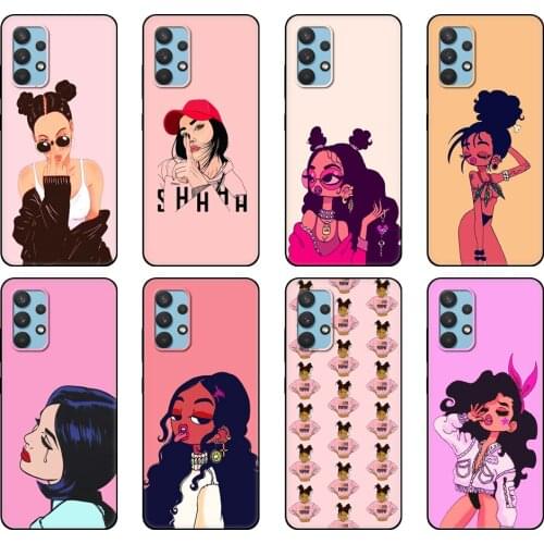 Black tpu Case For Samsung galaxy A32 A42 A52 A72 4g 5g S21 PLUS ultra back cover Fashion cartoon sexy black girl New