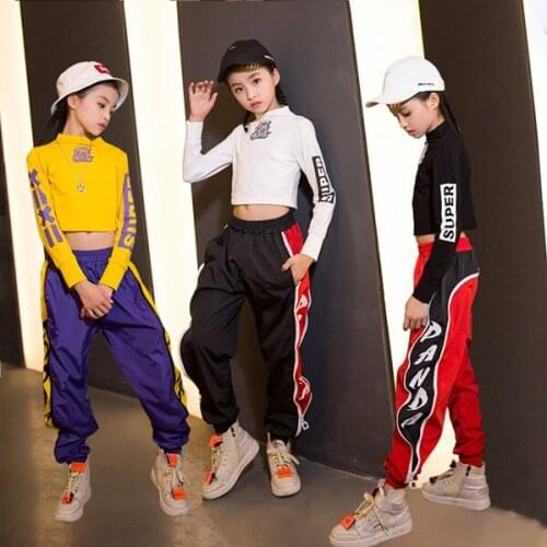 Kids Hip Hop Ballroom Dancing Costumes for Girls Boys Jazz Dance Clothes Party Stage Wear Shirt Pants Outfits Child Dancewear