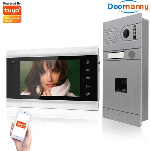 Doornanny Fingerprint Unlock Video Intercom System Home WiFi Video Doorbell Videophone AHD960P Tuya Build-in Power Supply Smart