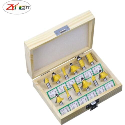 12pcs/set 8mm shank Woodworking carving electromechanical wood milling and trimming machine woodworking milling cutter set