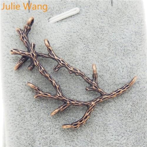 Julie Wang 15pcs Red Copper Mini Charms Branches Shape Pendant Handmade Jewelry Making Accessory Tops