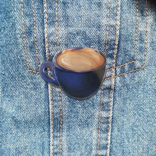 Custom Beautiful Brooch Vintage Coffee Pins For Backpacks Cartoon Acrylic Badges Clothes Bag Accessories Jewelry Gifts