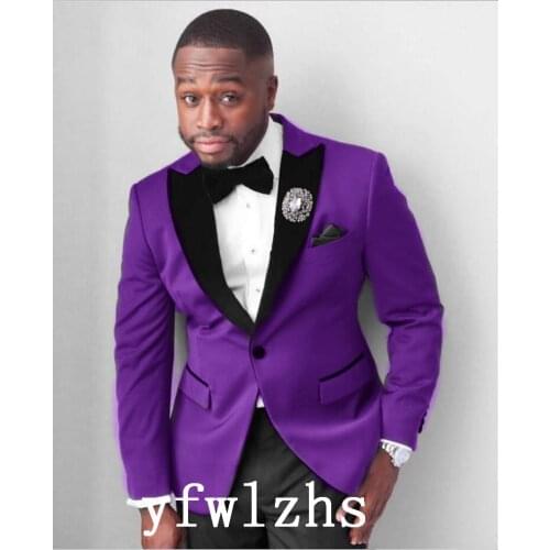 Handsome Groomsmen Peak Lapel Groom Tuxedos Mens Wedding Dress Man Jacket Blazer Prom Dinner (Jacket+Pants+Tie) K91
