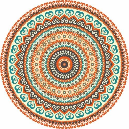 Round Desk Table Stickers Desktop Protective Film PVC Waterproof Round Stickers Living Room Bedroom Bohemian Floor Stickers