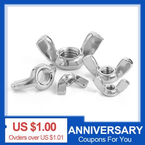 M3 M4 M5 M6 M8 M10 M12 Butterfly Nut 304 Stainless Steel Wing Nut Sheep Horn Hand Screw DIN315 Hand Tighten Nut