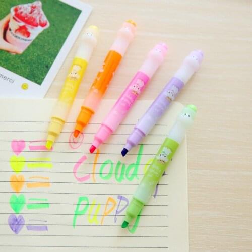 6 Pcs Highlighter Cute Markers Kawaii Japanese Stationery Mini Rainbow Highlighter Pen Office School Supplies