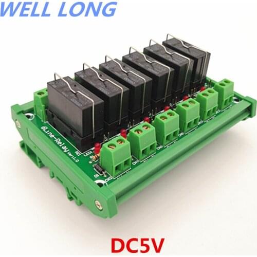 DIN Rail Mount 6 Channel SPDT 16A Power Relay Interface Module,OMRON G5RL-1-E 5VDC Relay