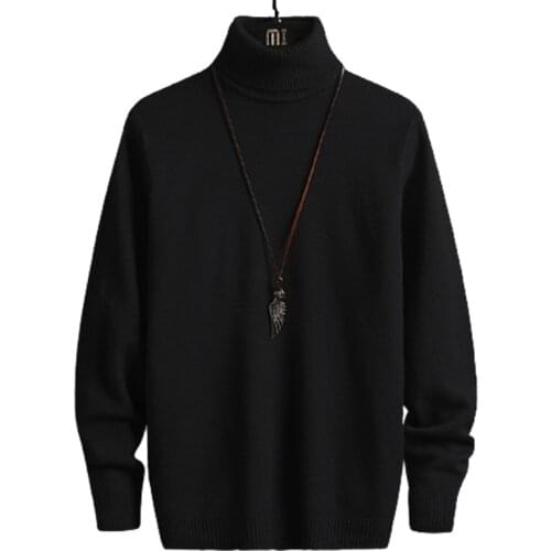 Turtleneck Sweaters Men Solid Pullovers Winter Knitted Sweater Turtleneck Pullovers Black Gery Winter Warm Sweater Men Clothing