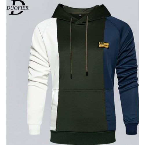 Mens Hoodies Pullover Patchwork Autumn Winter Male Casual Loose Hooded Sweatshirts Mens Hoodie Tops Tracksuit 2021 New Fashion