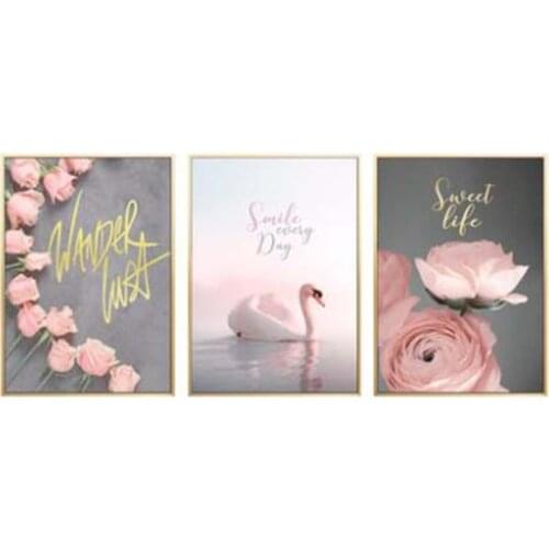 Swan Diamond Painting 2021 Full Diamond New Living Room Point Diamond Cross Stitch Sweet Pink Life Porch Vertical Flower FH829