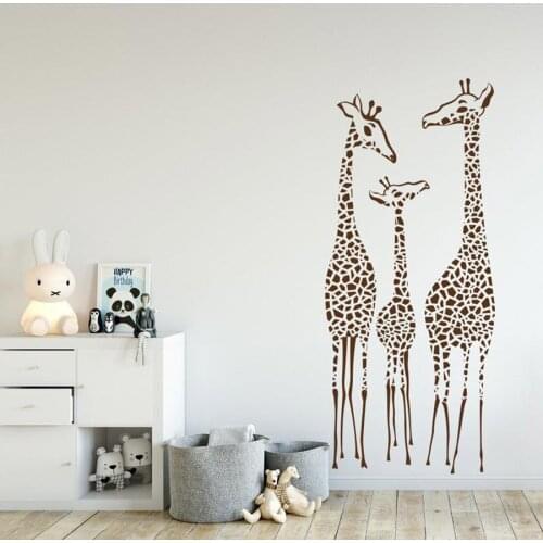 Set of 3 Nursery Giraffes Vinyl Wall Decal Giraffe Family Wall Sticker Safari Home Decoration Accessories for Baby Room C011