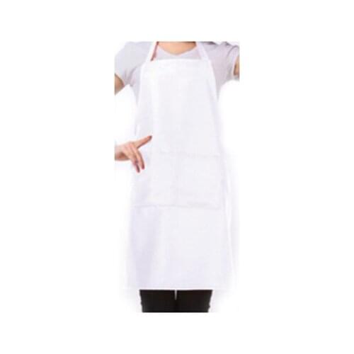 Bib Apron with Pockets Thicken Cotton Polyester Blend Cooking Kitchen Restaurant(white)