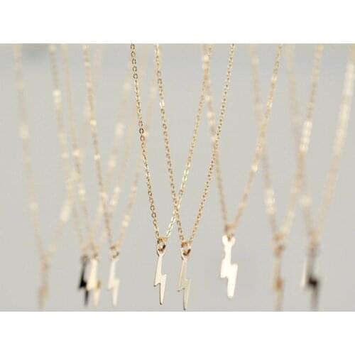 14K Gold Filled Lightning Pendants Necklace Handmade Jewelry Gold Choker Necklace Collier Femme Kolye Boho Jewelry Necklace