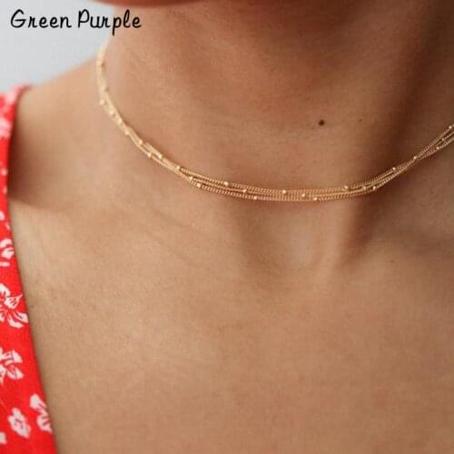 Ball Chain choker Necklace Handmade Jewelry Pendants Gold Wrap Necklace Bohemian Collier Femme Boho Chocker