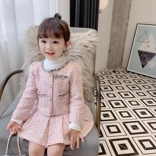 2020 New Baby Girls Fashion Clothing Set Elegant Jackets+skirts 2pcs Suits Children Birthday Party Clothes Sets