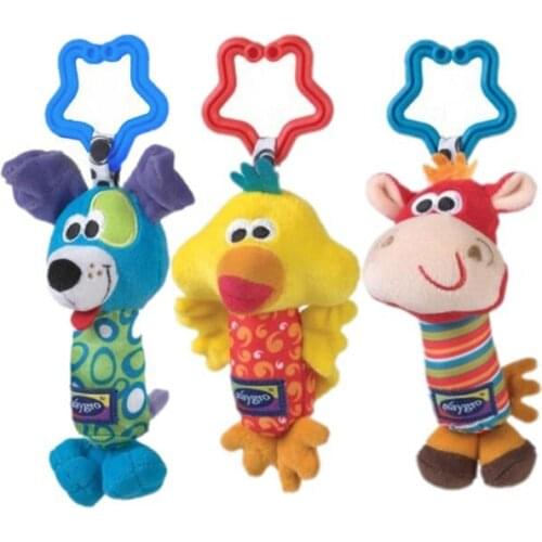 2017 New Kids Baby Lovely Soft Animal Handbell Rattles Handle Stroller Development Toy Baby Rattles Bed Bell Stroller Toys