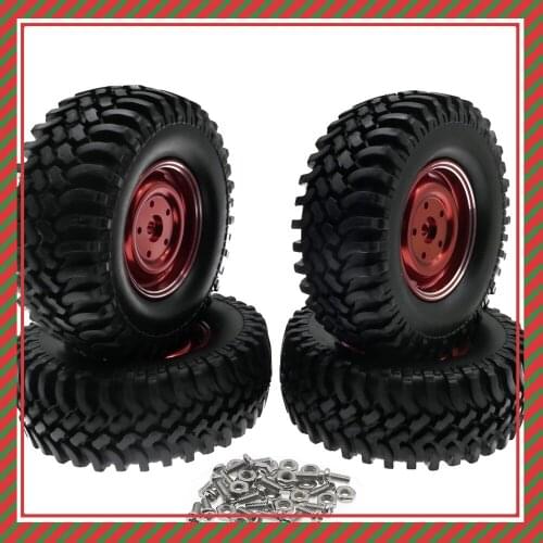 RCAWD 4pcs wheels 1.9 tires with alloy rim for ECX 1-12 Barrage 1-18 Temper 1-10 RGT 136100 and FTX Outback crawler parts