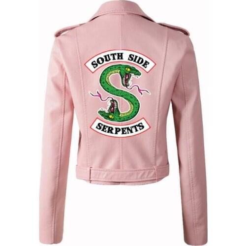 Riverdale Women PU Leather Jacket Fashion print Motorcycle Jacket Short Southside Serpents Artificial Leather Jacket Asian size