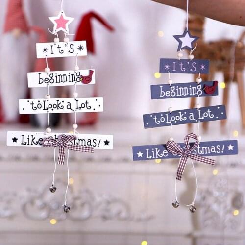Christmas DIY wood pendant tree-shaped pentagram alphabet wooden Christmas decorations window scene layout pendant