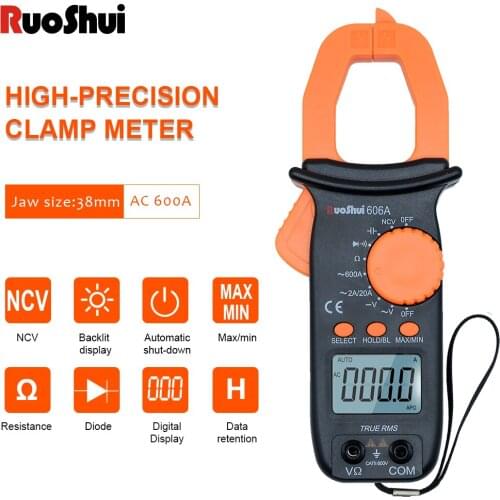 RuoShui Clamp multimeter 606A Auto Range NCV Measurement of large capacitance DC/AC Voltage and AC Current tester current meter