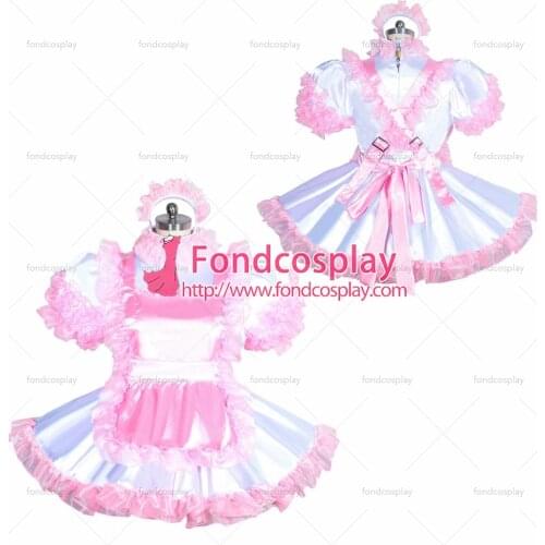French Sissy maid satin lockable dress Uniform cosplay costume Tailor-made[G3961]