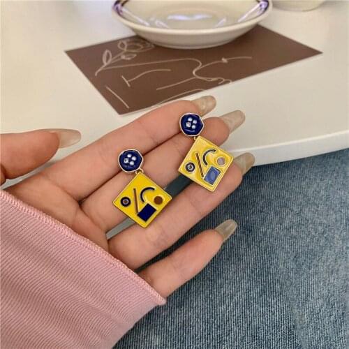 Graffiti Enamel Contrast Color Earrings Female 2021 New Trendy Ear Jewelry Fashion Accessories Girl Gift Party