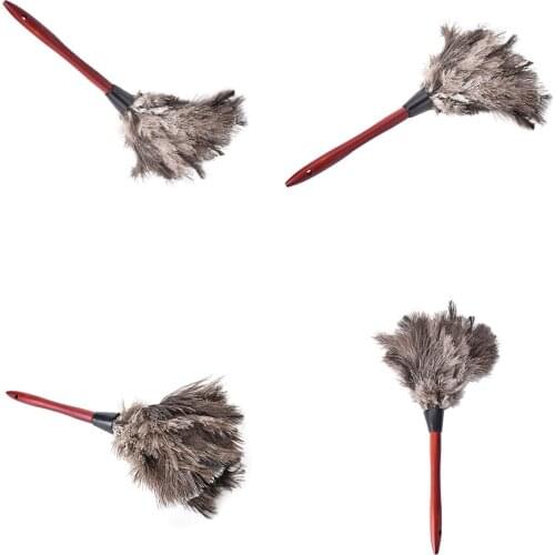55cm Ostrich Feather Duster Brush Wood Handle Anti-static Natural Grey Fur Home Cleaning Plumeros Para El Polvo Car