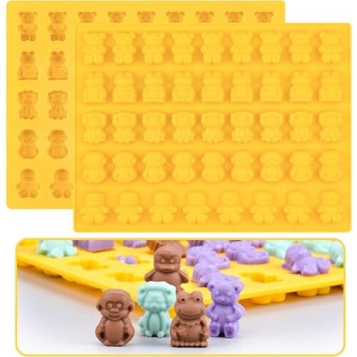 44 Hole Cartoon Animal Chocolate Mold Cute Animal Silicone Biscuit Chocolate Cake Molds Cake Decorating Tools