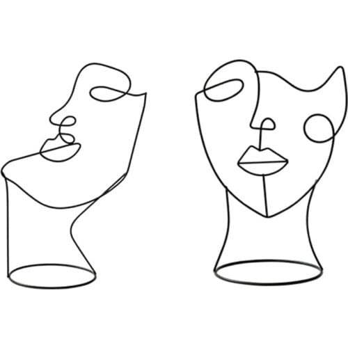 Nordic Abstract Character Sculpture Art Home Decor Metal Black Lines Figurines Art Gift Crafts Ornaments