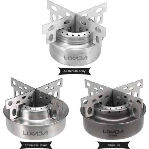 Lixada Outdoor Camping Titanium Mini Alcohol Stove with Cross Stand Stove Rack Support Stand camping equipment camping stove