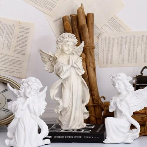 Vintage Angel Plaster Miniature Figurines Office Study Desktop Decor Resin Statue Ornament Modern Art Sketch Model