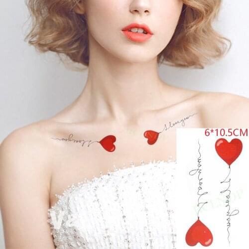Waterproof Temporary Tattoo Sticker Love Heart I Love You English Alphabet Sexy Body Art Flash Tattoo Fake Tattoo for Women Men