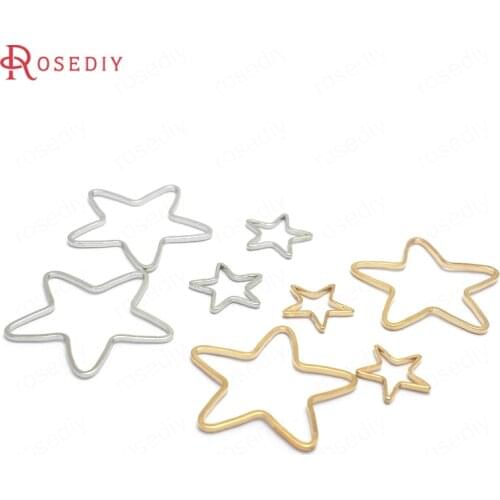 20PCS 10MM 14MM 16MM 20MM 22MM Brass Star Shape Closed Rings Connect Rings Jewelry Making Supplies Diy Findings Accessories