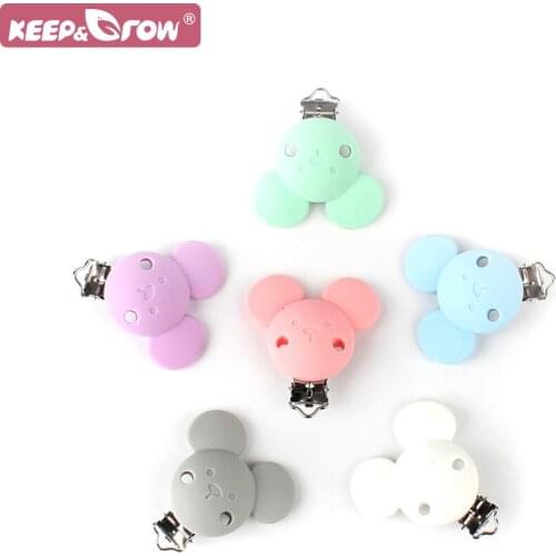 Keep&Grow 2pcs Micky Sillicone Clips Tools For Pacifier Chains Baby Teething Product Food Grade Silicone Teethers Nipple Clasps