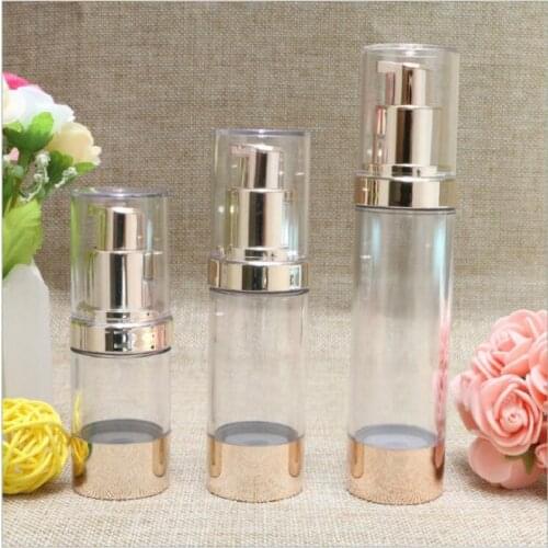 15ML gold plastic airless pump bottle for serum/lotion/water/foundation/emulsion whitening essence Cosmetic Container