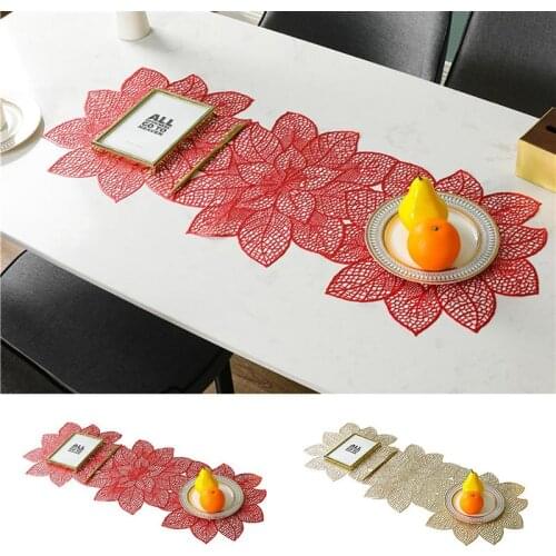 1PCS PVC Table Runner Creative Hollow Flower Shape Thick Table Cover Runner Table Decoration Placemat For Home Dining Table