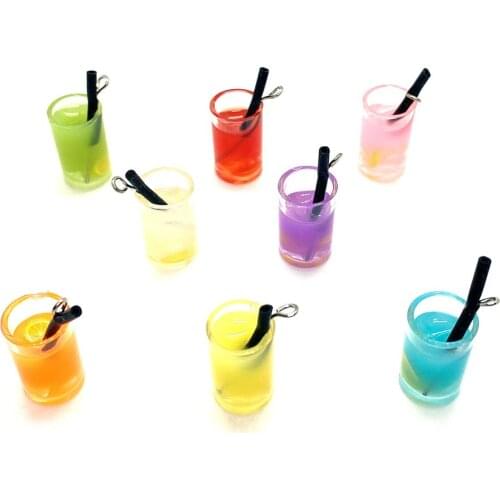 10pcs/bag Charm Candy Mini Drink Bottle Resin Crystal Pendant for DIY Jewelry Making Necklace Pendant Earring Accessories11x18mm