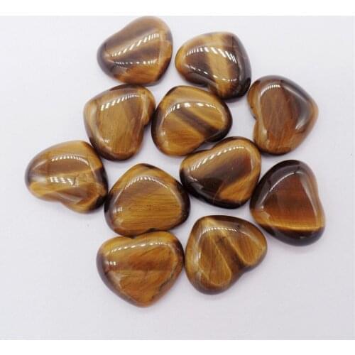 100Pcs 18x15x6mm Natural Brown Tiger Eye Gem Love Heart Cab Cabochon For DIY Jewelry Making Necklace Accessories Exquisite Gift