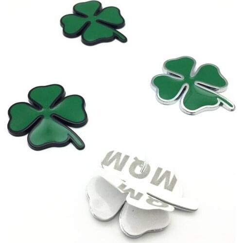 2PCS/set Four Leaf Clover 3D Metal Chrom Badge Emblem Sticker Love Healty Lucky Symbol For Alfa Romeo Car Styling Accessories