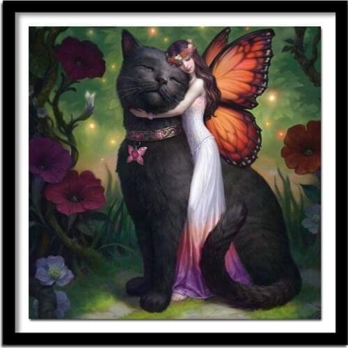 2019 cat and beauty girl Diy 5d Diamond Painting Cross Stitch Diamond picture Diamond Embroidery Diamond Paintings